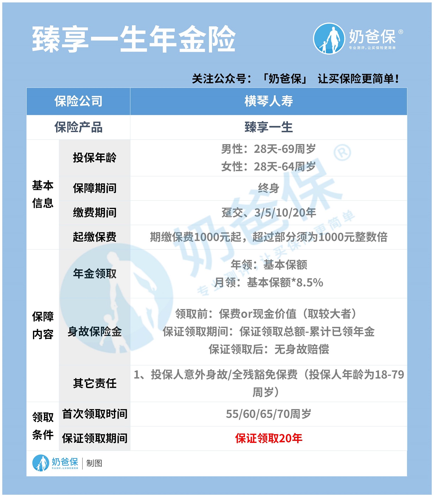 横琴臻享一生养老年金险